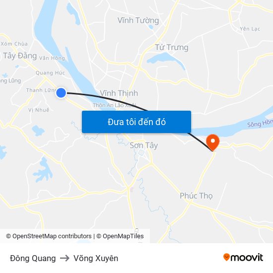 Đông Quang to Võng Xuyên map