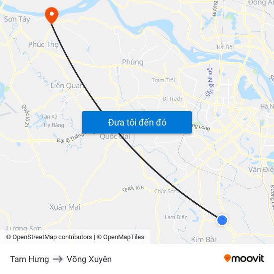 Tam Hưng to Võng Xuyên map