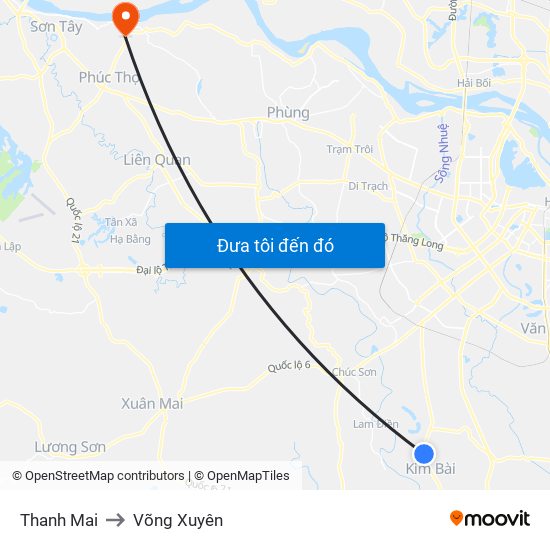 Thanh Mai to Võng Xuyên map