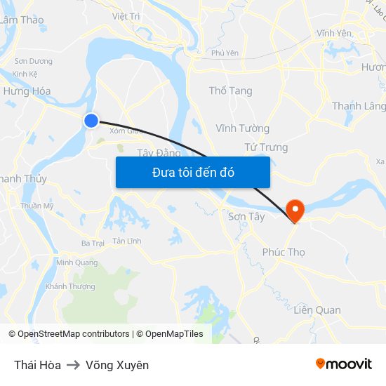 Thái Hòa to Võng Xuyên map