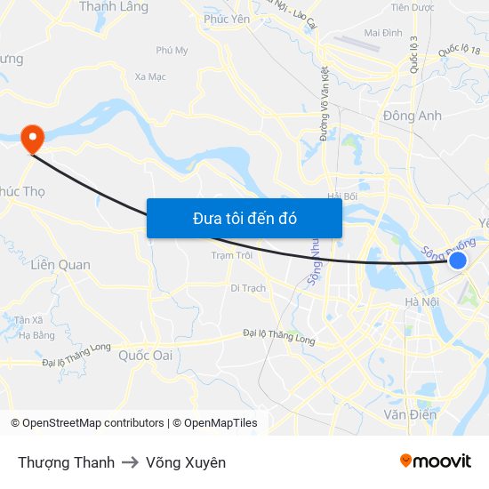 Thượng Thanh to Võng Xuyên map