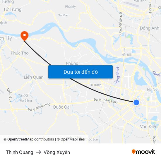 Thịnh Quang to Võng Xuyên map