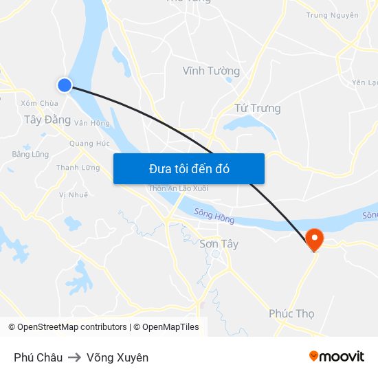 Phú Châu to Võng Xuyên map