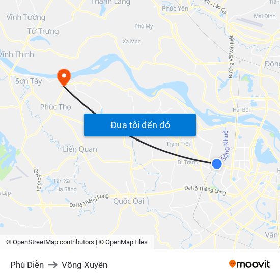 Phú Diễn to Võng Xuyên map