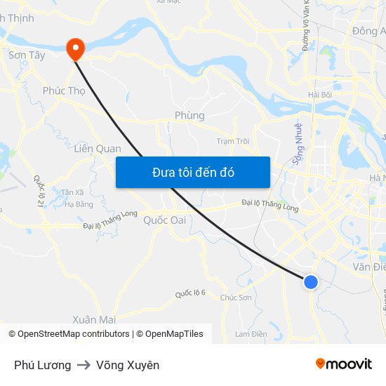 Phú Lương to Võng Xuyên map