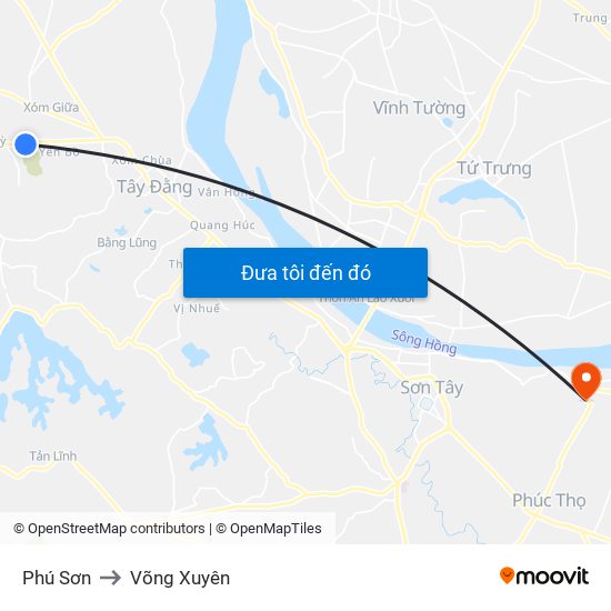 Phú Sơn to Võng Xuyên map