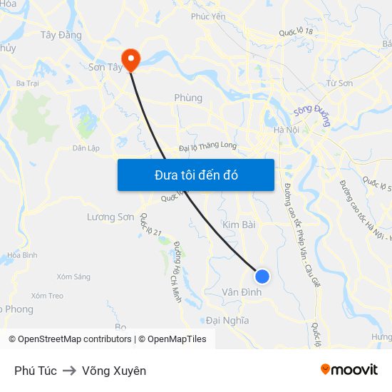 Phú Túc to Võng Xuyên map