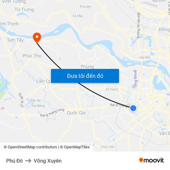 Phú Đô to Võng Xuyên map