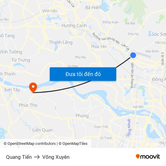 Quang Tiến to Võng Xuyên map