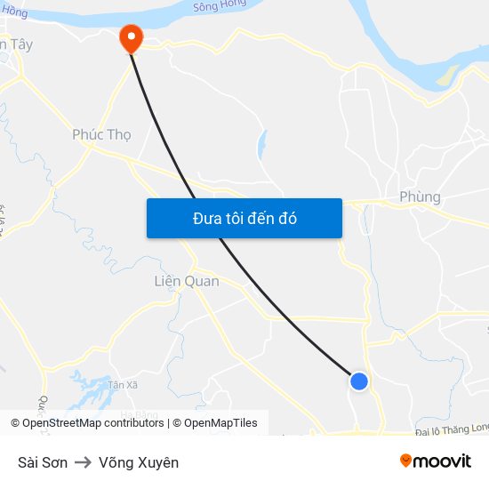 Sài Sơn to Võng Xuyên map