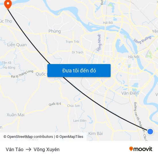 Vân Tảo to Võng Xuyên map