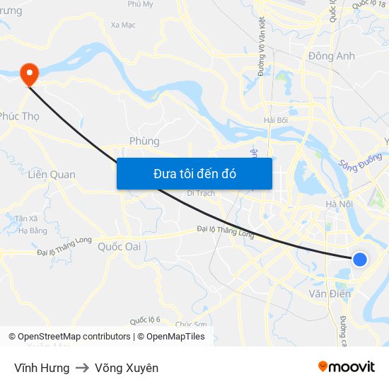 Vĩnh Hưng to Võng Xuyên map