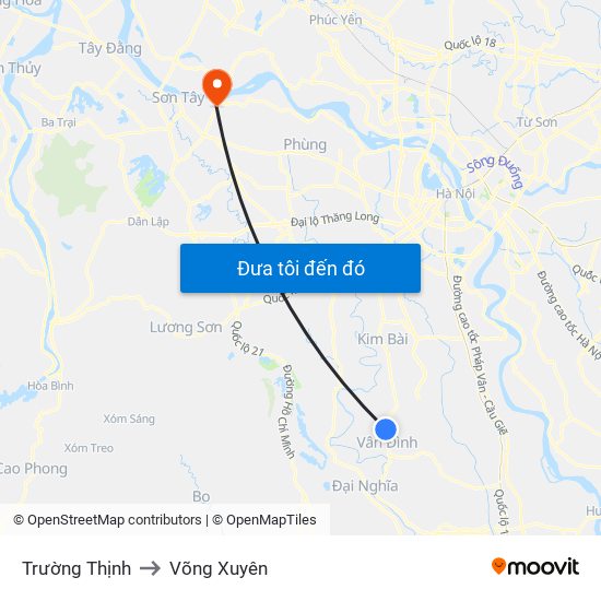 Trường Thịnh to Võng Xuyên map