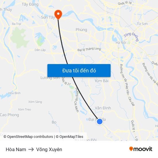 Hòa Nam to Võng Xuyên map
