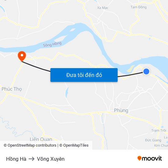 Hồng Hà to Võng Xuyên map