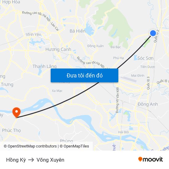 Hồng Kỳ to Võng Xuyên map