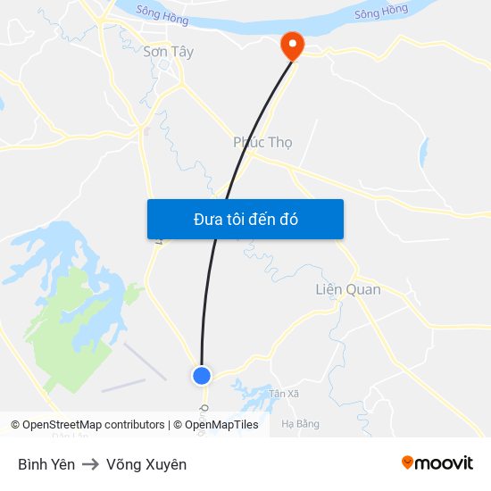 Bình Yên to Võng Xuyên map