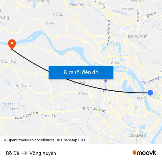 Bồ Đề to Võng Xuyên map