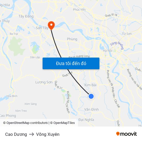 Cao Dương to Võng Xuyên map