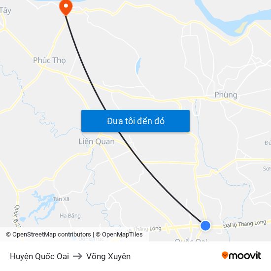 Huyện Quốc Oai to Võng Xuyên map