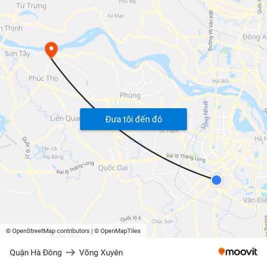 Quận Hà Đông to Võng Xuyên map