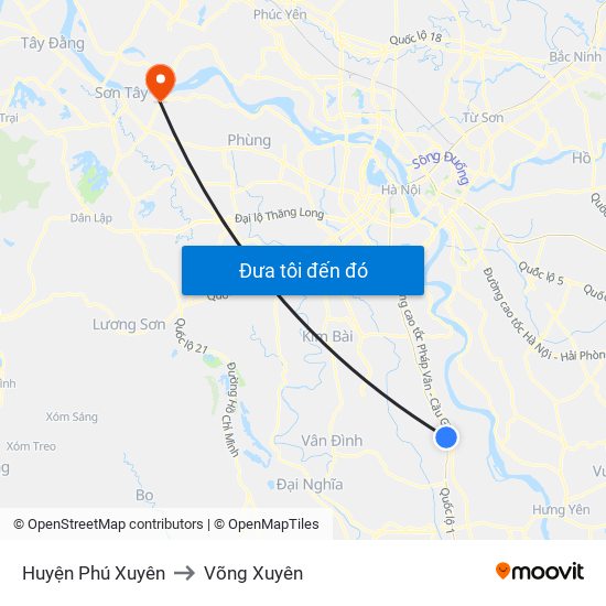 Huyện Phú Xuyên to Võng Xuyên map