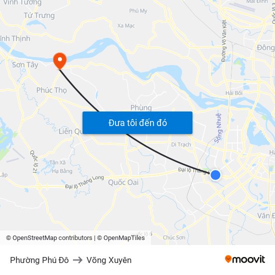 Phường Phú Đô to Võng Xuyên map