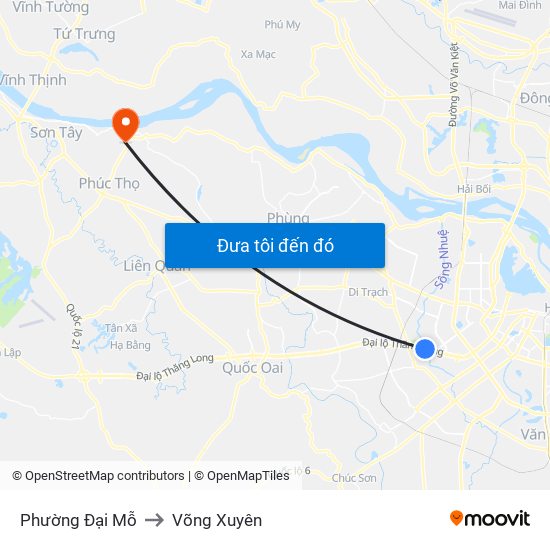 Phường Đại Mỗ to Võng Xuyên map