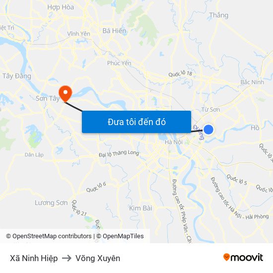 Xã Ninh Hiệp to Võng Xuyên map