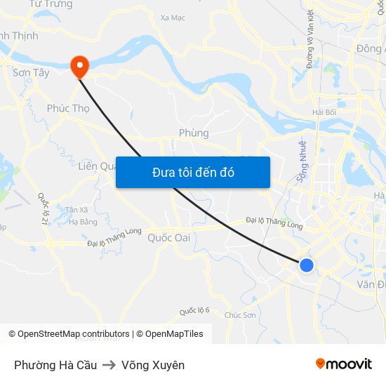 Phường Hà Cầu to Võng Xuyên map