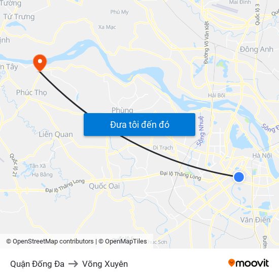 Quận Đống Đa to Võng Xuyên map