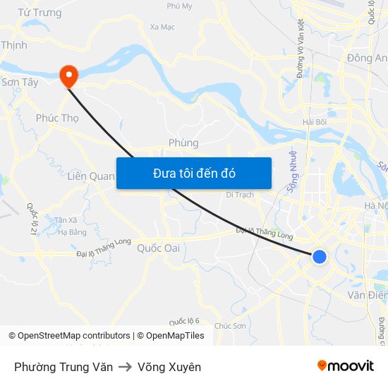 Phường Trung Văn to Võng Xuyên map