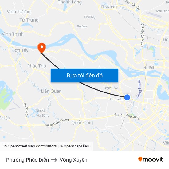 Phường Phúc Diễn to Võng Xuyên map