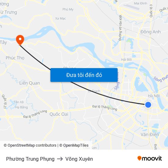 Phường Trung Phụng to Võng Xuyên map