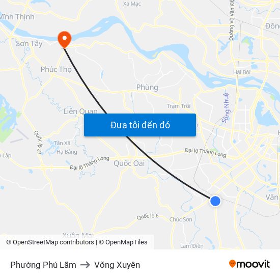 Phường Phú Lãm to Võng Xuyên map