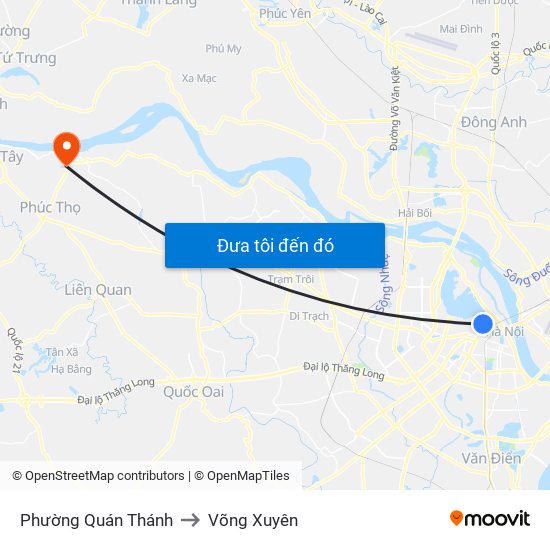 Phường Quán Thánh to Võng Xuyên map