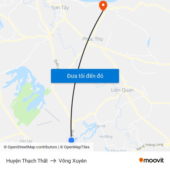 Huyện Thạch Thất to Võng Xuyên map