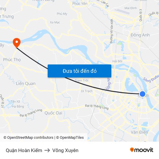 Quận Hoàn Kiếm to Võng Xuyên map