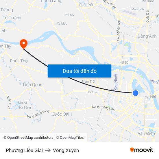 Phường Liễu Giai to Võng Xuyên map