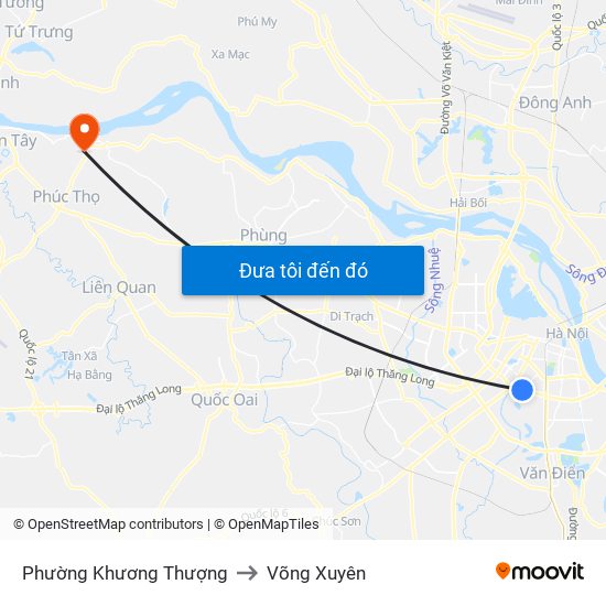 Phường Khương Thượng to Võng Xuyên map
