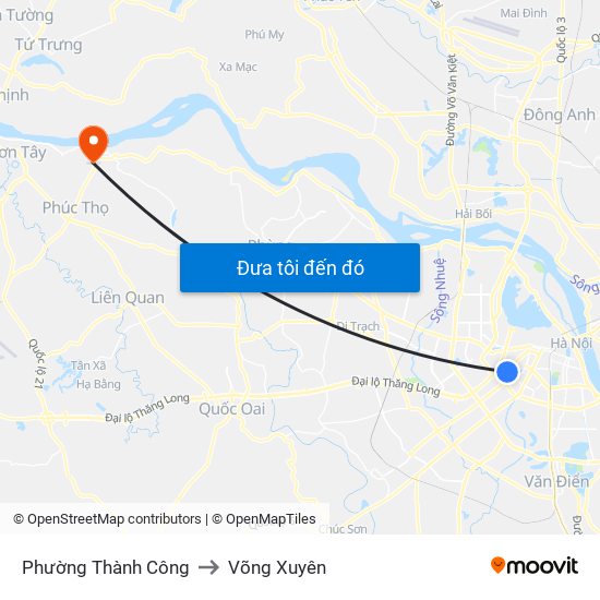 Phường Thành Công to Võng Xuyên map