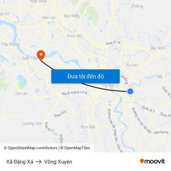 Xã Đặng Xá to Võng Xuyên map