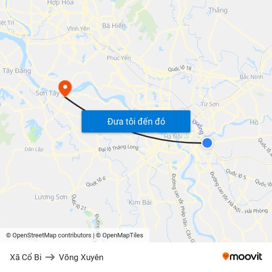 Xã Cổ Bi to Võng Xuyên map