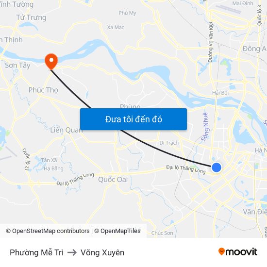 Phường Mễ Trì to Võng Xuyên map