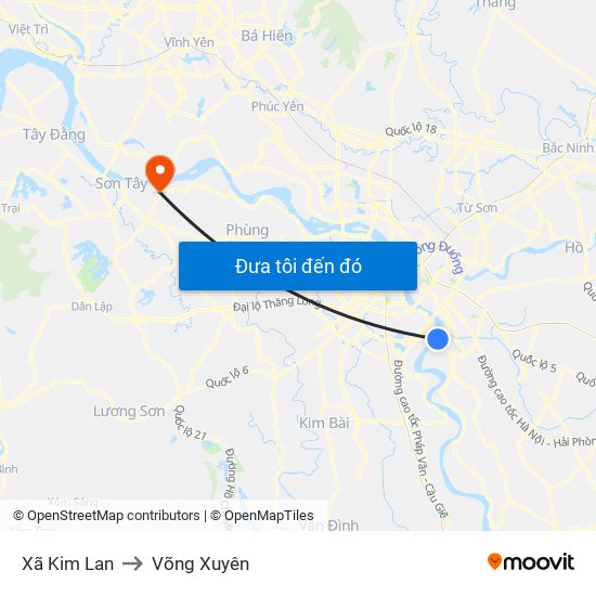 Xã Kim Lan to Võng Xuyên map