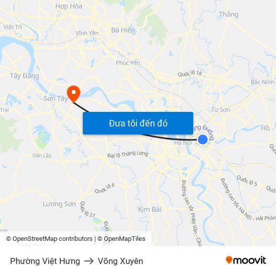 Phường Việt Hưng to Võng Xuyên map