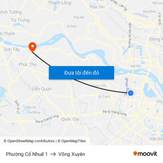 Phường Cổ Nhuế 1 to Võng Xuyên map