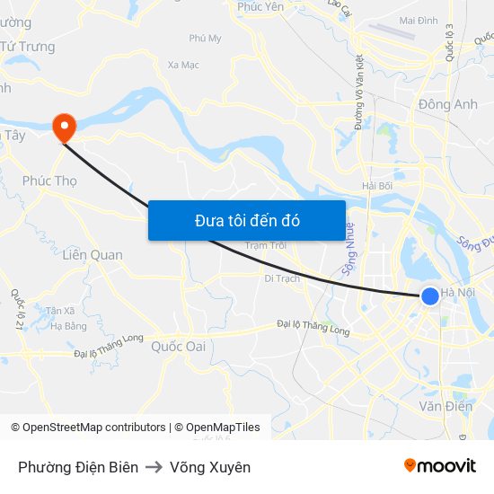 Phường Điện Biên to Võng Xuyên map