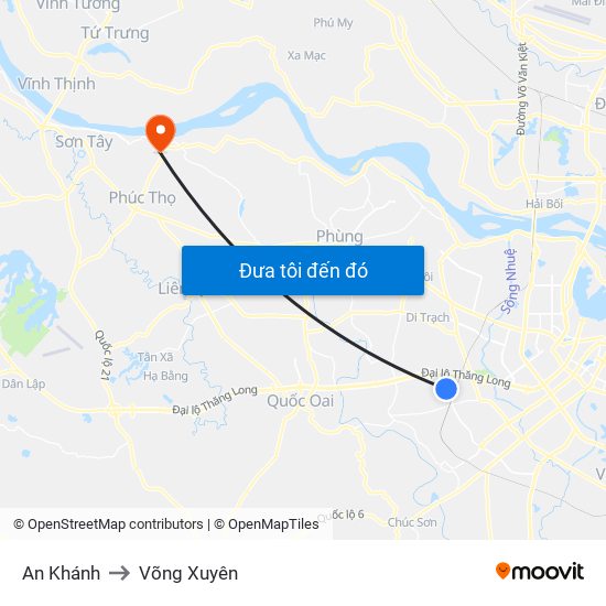 An Khánh to Võng Xuyên map