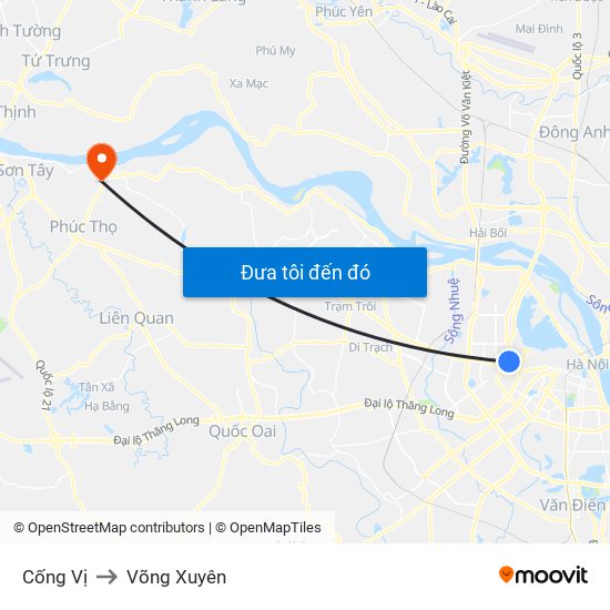 Cống Vị to Võng Xuyên map